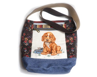 Upcycled Puppy Crossbody Purse or Shoulder Bag