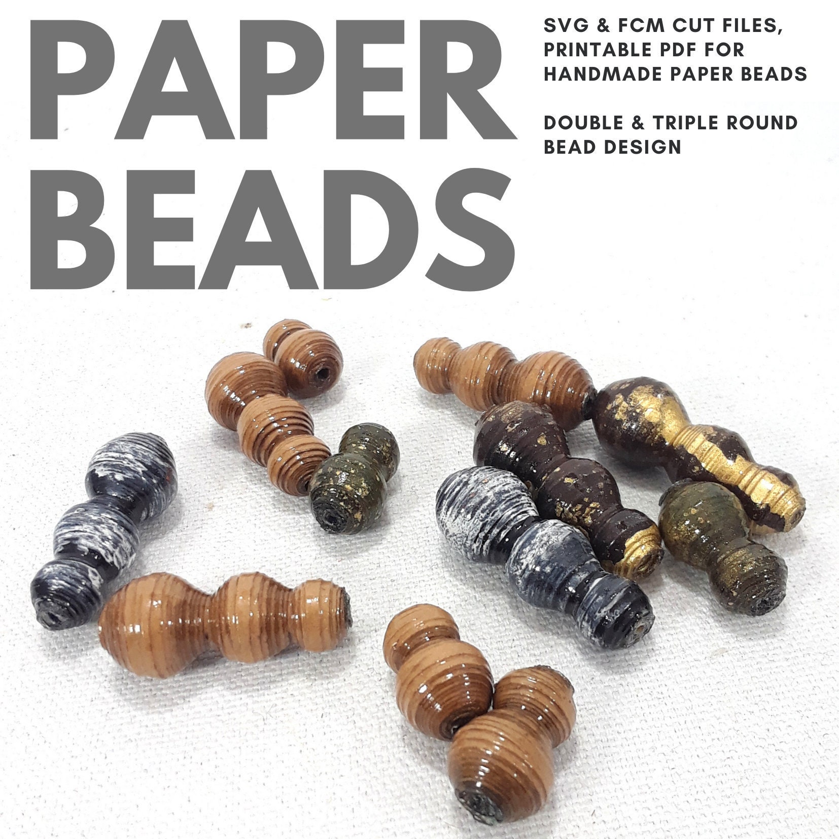 Download Paper Bead Cut File Template Svg Fcm Pdf Double Triple Round Bead