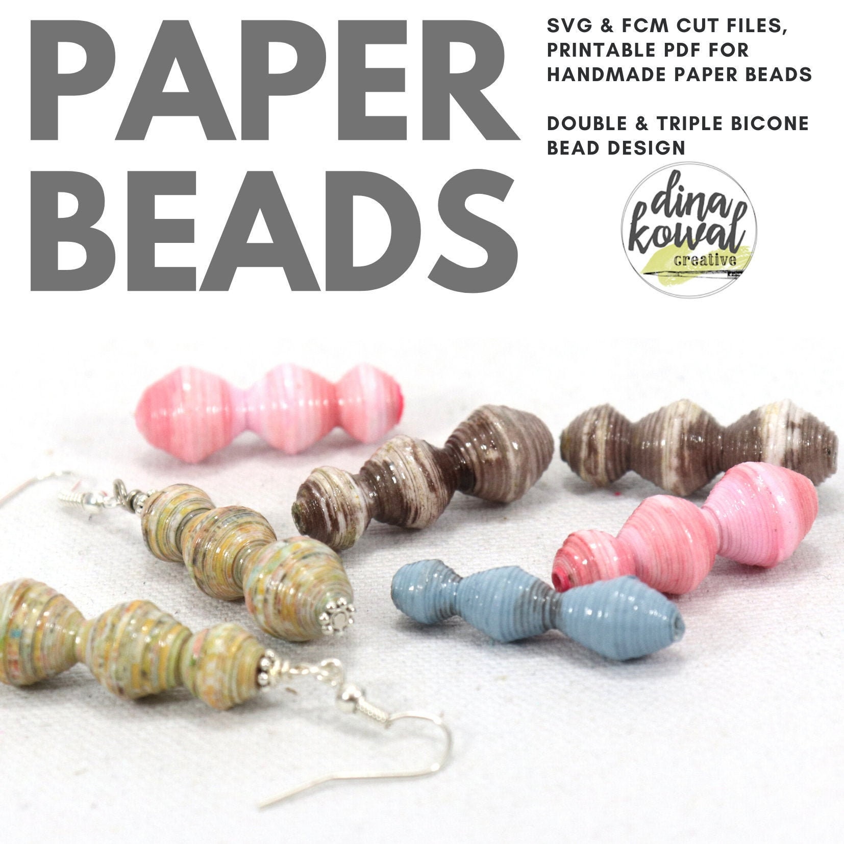 Download Paper Bead Cut File Template Svg Fcm Pdf Double Triple Bicone Bead