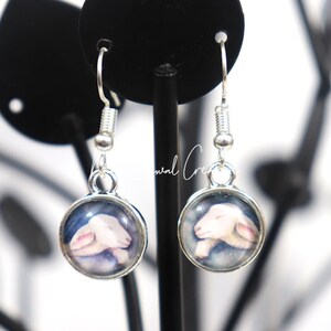 Glass dome art earrings Lamb image 2