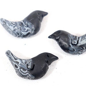 Freckle Bird Handmade Polymer Clay Art Beads Navy