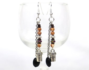 Mixed Media Bead Earrings - Coffee Bean Takeout Cup