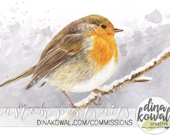 English Robin - 5" x 7" colored pencil print