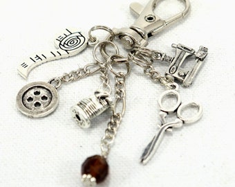 Purse Charm - Sewing Quilter Seamstress Zipper Pull Keychain