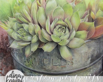 Where You&#39;re Planted - succulent - vintage planter - desert - hens and chicks