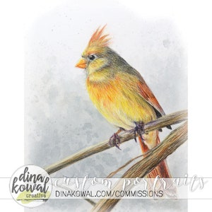 Cardinal - 5&quot; x 7&quot; mixed media print - nature - sympathy - memory - loved one - winter - bird