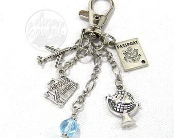 Travel Global Vacation Purse Charm Zipper Pull Zipper Pull Keychain