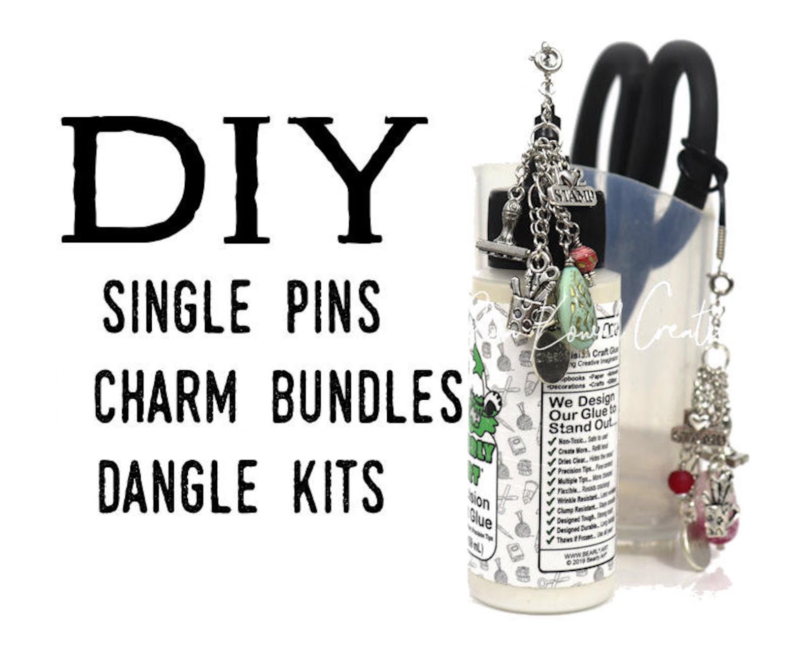 Glue Pin Toppers, Adhesive Bead Pins