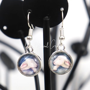 Glass dome art earrings Lamb image 1