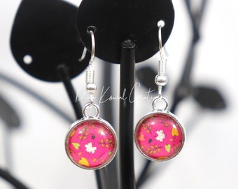 Glass dome art earrings - Fall Leaves