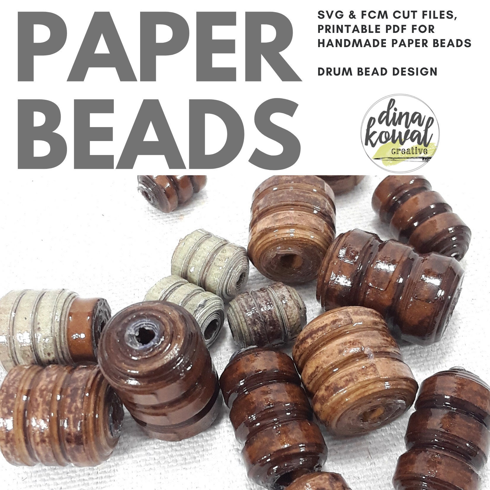 Download Paper Bead Cut File Template Svg Fcm Pdf Drum Bead 3 Sizes
