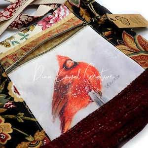 Bolso bandolera cardenal reciclado o bolso de hombro