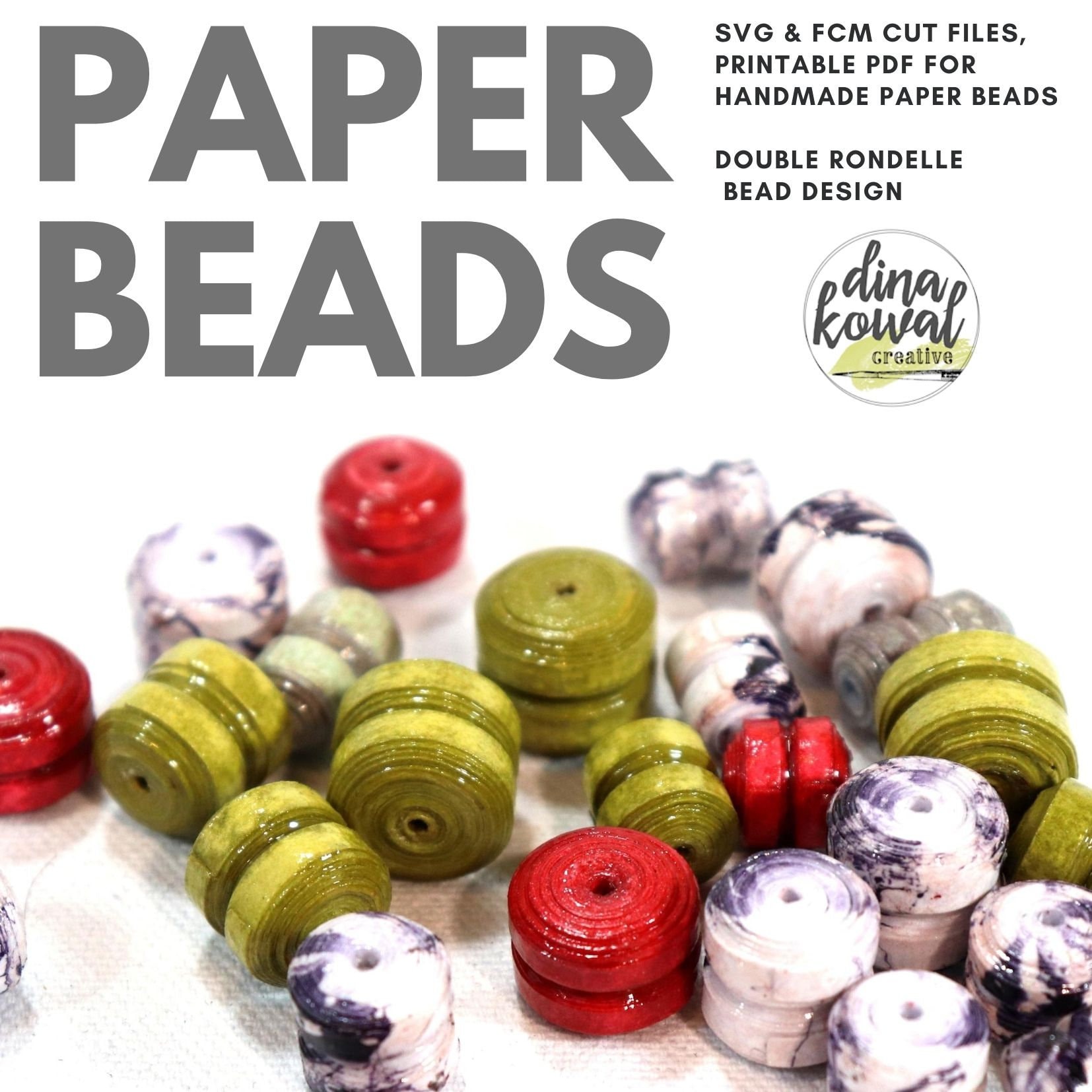 Download Paper Bead Cut File Template Svg Fcm Pdf Double Rondelle 3 Sizes