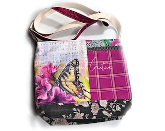 Upcycled Butterfly Crossbody Purse or Shoulder Bag