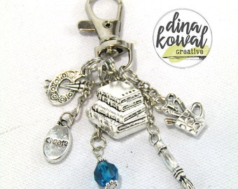 Purse Charm - Art Journal Mixed Media Artist Stamper Zipper Pull Keychain