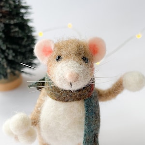 Felted Animal Sculpture - Needle Felted Mouse , Christmas , Felt Mouse Ornament , Gifts, Mouse Sculpture , Miniature Mouse , OOAK Mouse