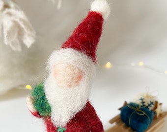 Christmas father , Christmas Decoration ,  Wool Needle Felt Miniature , Winter Decoration , Gifts , Home decoration , Christmas