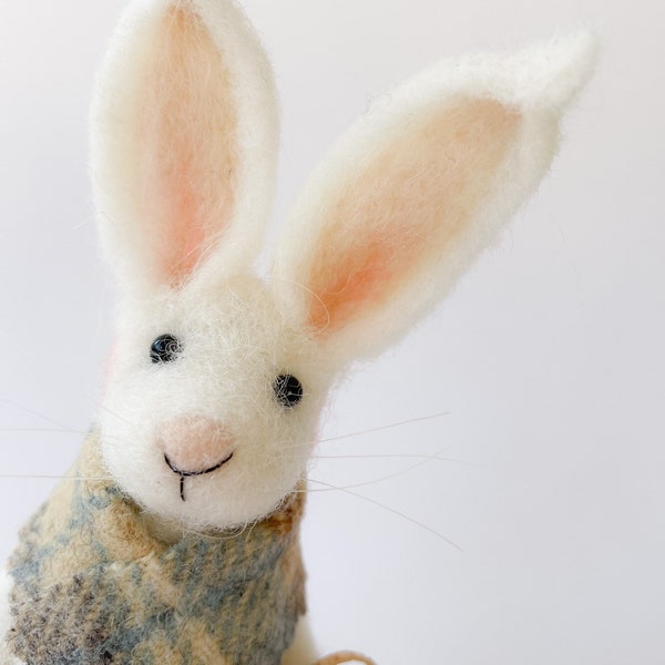 Needle Felted Animal , wool hare , Needle Felted Hare , Easter ,  miniature animal , Home decor ,  Waldorf