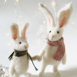 Needle Felted Animal , Rabbits , Mother and Child , miniature animal , Home decor , Waldorf , Christmas