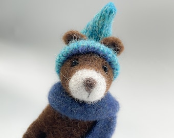 Felted Bear - Cute Gifts , Collectibles, Needle Felted Bear, Animal Felt Craft , Felt Art , Animal Felties , Soft Sculpture , Tiny Bear