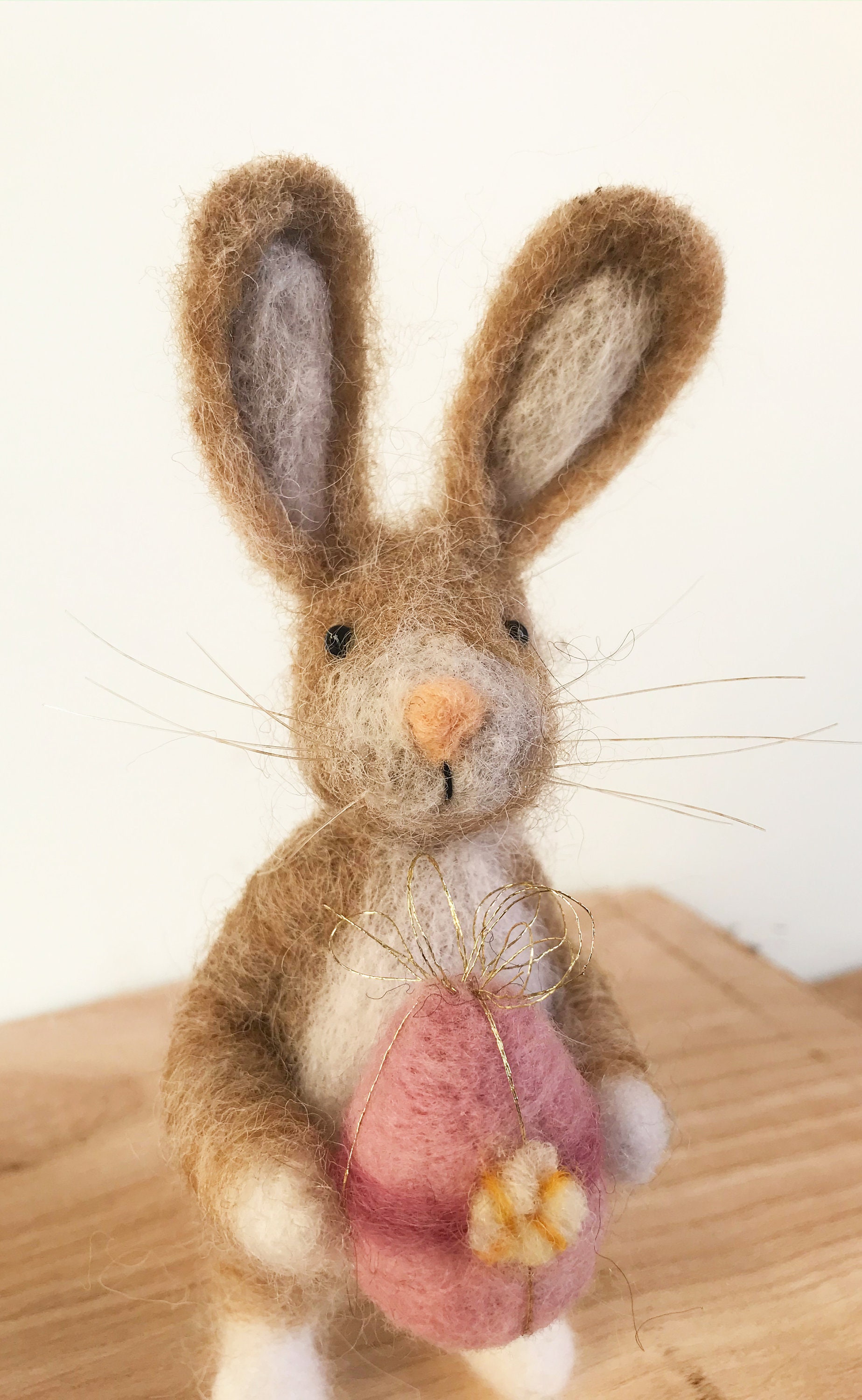 Needle Felted Easter Rabbit: Handmade Wool Bunny With Egg - Etsy