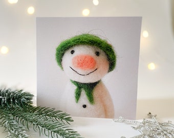 The Snowman Greeting card, Christmas card, Thank you, Birthday, sorry , I love you, animal blank card, greeting card snowman design