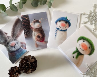 Snowman Greeting card, Christmas cards, Thank you, Birthday, sorry , I love you, animal blank card, greeting card snowman design