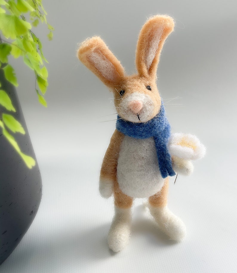 Needle Felted Animal , Rabbit , Gift , Easter celebration , Nature Scene , home decor , Decoration , Waldorf Art image 5