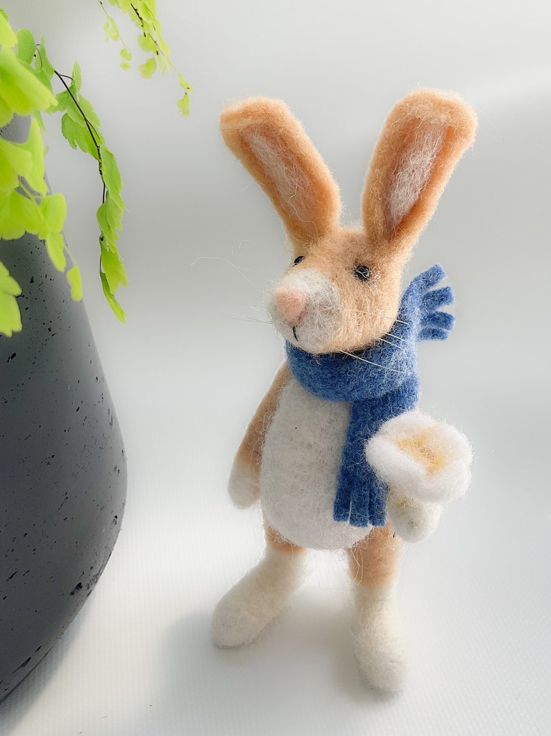 Needle Felted Animal , Rabbit , Gift , Easter celebration , Nature Scene , home decor , Decoration , Waldorf Art image 3