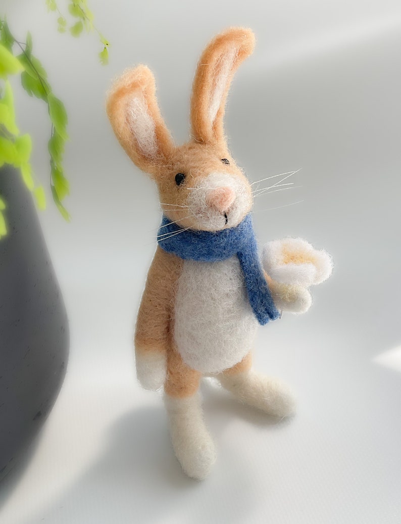 Needle Felted Animal , Rabbit , Gift , Easter celebration , Nature Scene , home decor , Decoration , Waldorf Art image 4