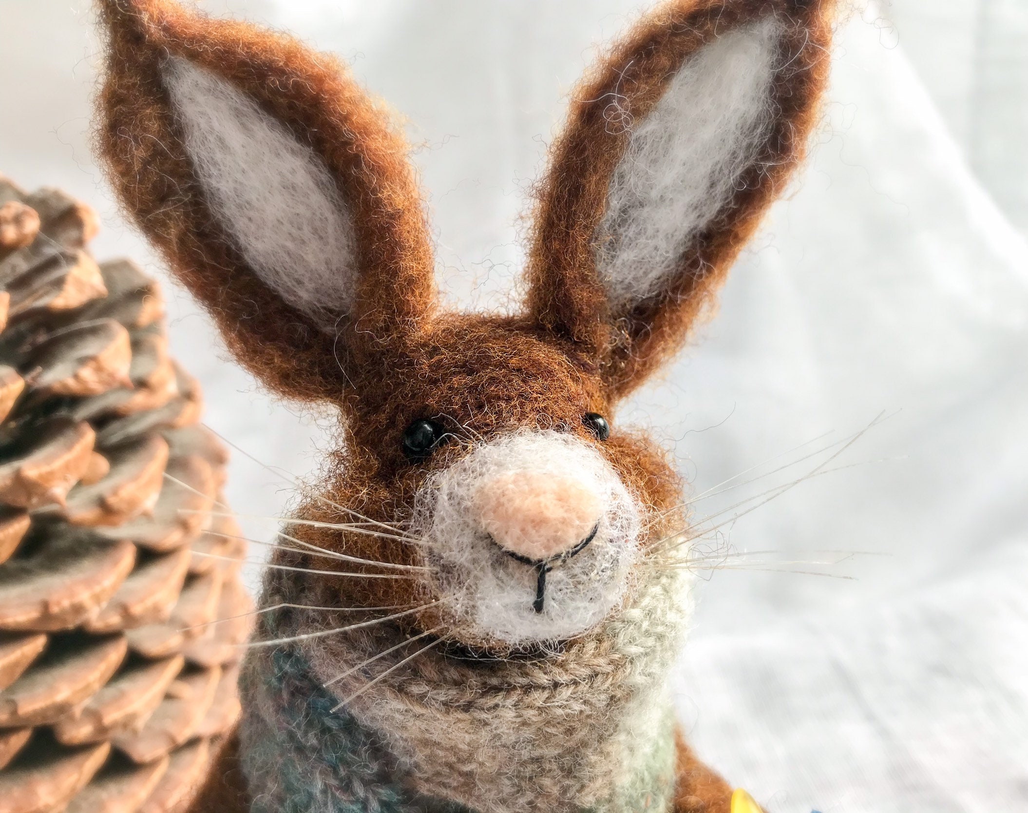Doll Hare with christmas lights, thanksgivings decor,  needle felted …