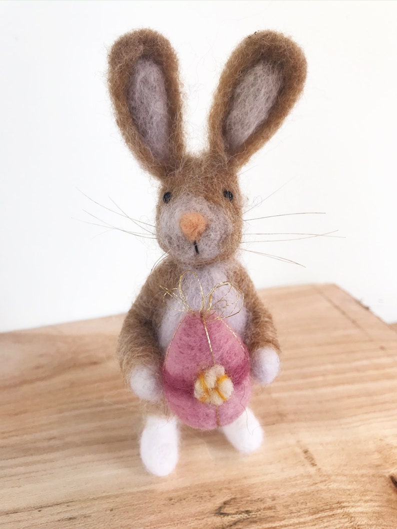 Needle Felted Easter Rabbit: Handmade Wool Bunny With Egg - Etsy