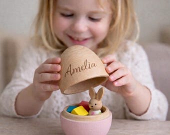 Personalized Wooden Easter Egg, Custom Kids Name Baby Keepsake Gift