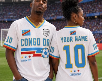 Custom Congo DR Soccer Jersey Shirt, Congo DR Football Shirt, Retro Game Day Tee, Congo DR Fan Sports Jersey, Blue Soccer Gift 2026