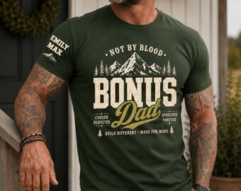 Personalized Bonus Dad Tee, Step Dad Gift, Father's Day Gift For Dad, Cool Dad Shirt Gift, Bonus Dad Shirt