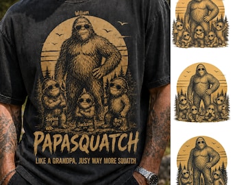 Camiseta personalizada de Papasquatch, como un abuelo, ¡pero mucho más squatchy! Regalos para el Día del Padre para papá. Camiseta divertida para papá. Camiseta genial de papá Bigfoot.