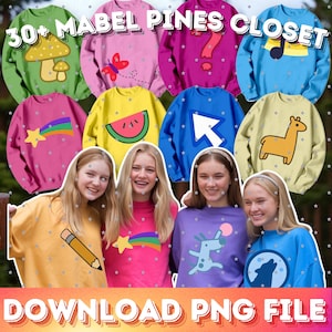 Mabel Pines Sweatshirt PNG: Rainbow Star Cartoon Fan Art (Digital Download)