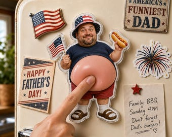 Patriotic Dad Squishy Magnet, Funny 4th of July Dad Gift, Custom Face Fridge Magnet, Fathers Day Gift for Dad, America Dad Bod Magnet