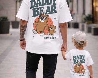 Conjunto de camisetas de Papá Oso y Bebé Oso - Ropa a juego para padre e hijo - Regalo para el primer Día del Padre - Camisetas divertidas para papá e hijo/hija
