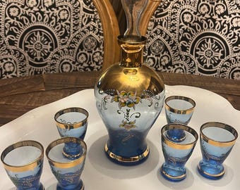 FREE SHIPPING- 15 Piece Set - Vintage Murano Venezia Cranberry