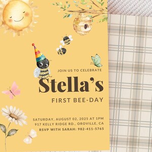 First Bee-day Invitation template