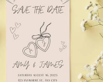 Save the Date- Heart lock invite template