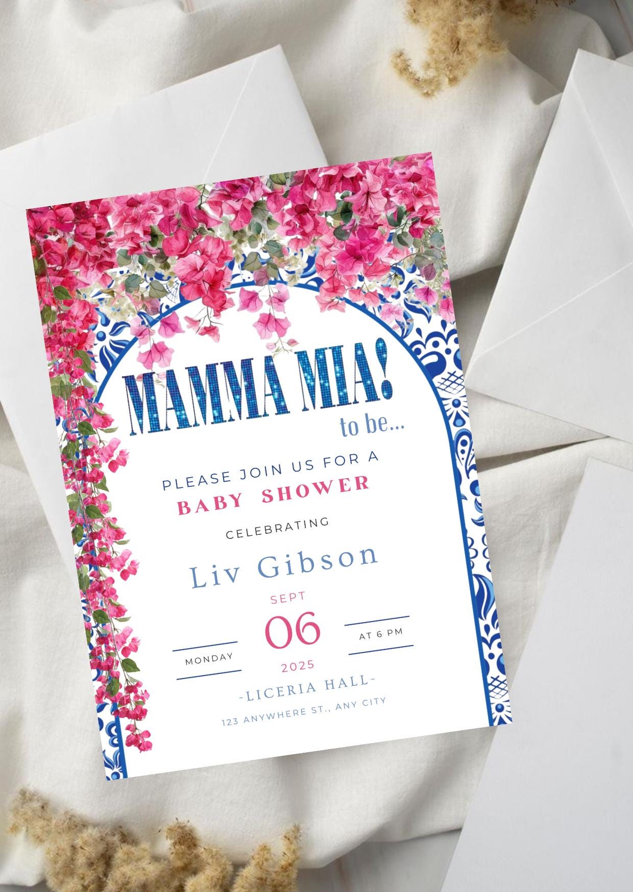 Mama Mia Baby Shower Invite template