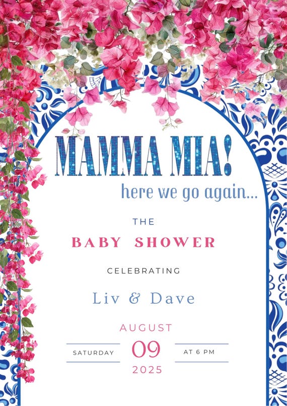 Mamma Mia - Here We Go Again! Baby Shower Entrance Poster Template