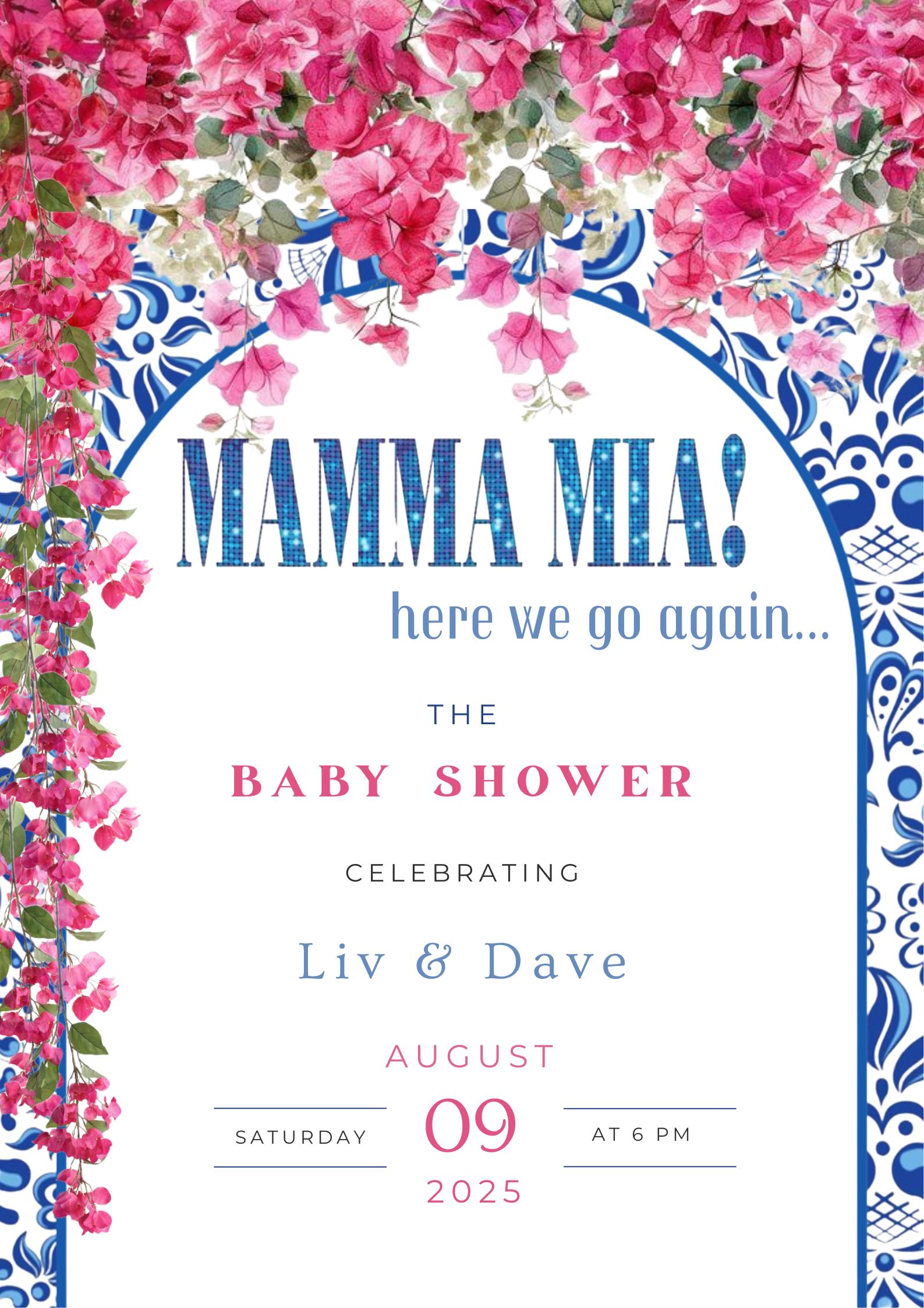 Mamma Mia - Here We Go Again! Baby Shower Entrance Poster Template