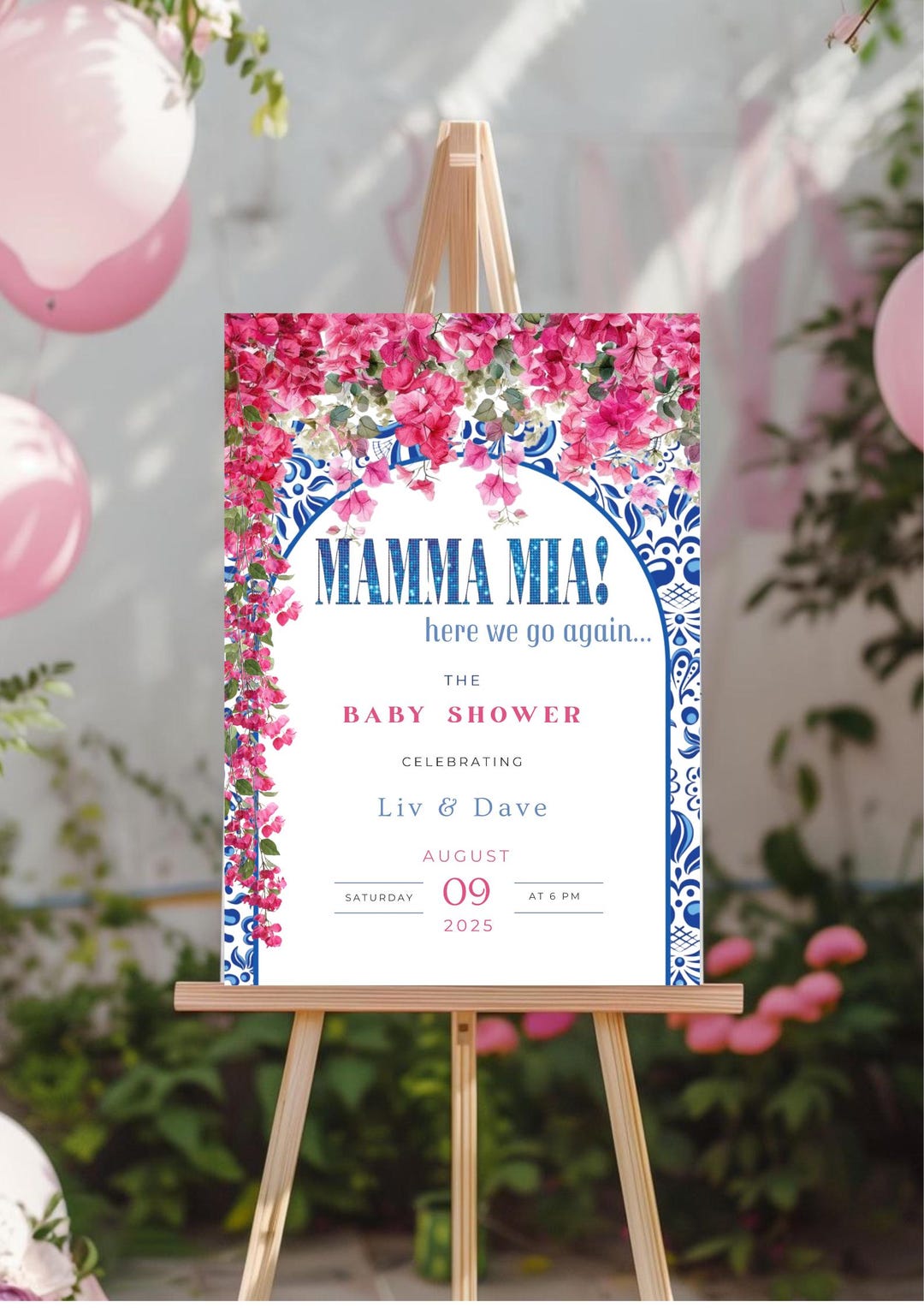 Mamma Mia - Here We Go Again! Baby Shower Entrance Poster Template