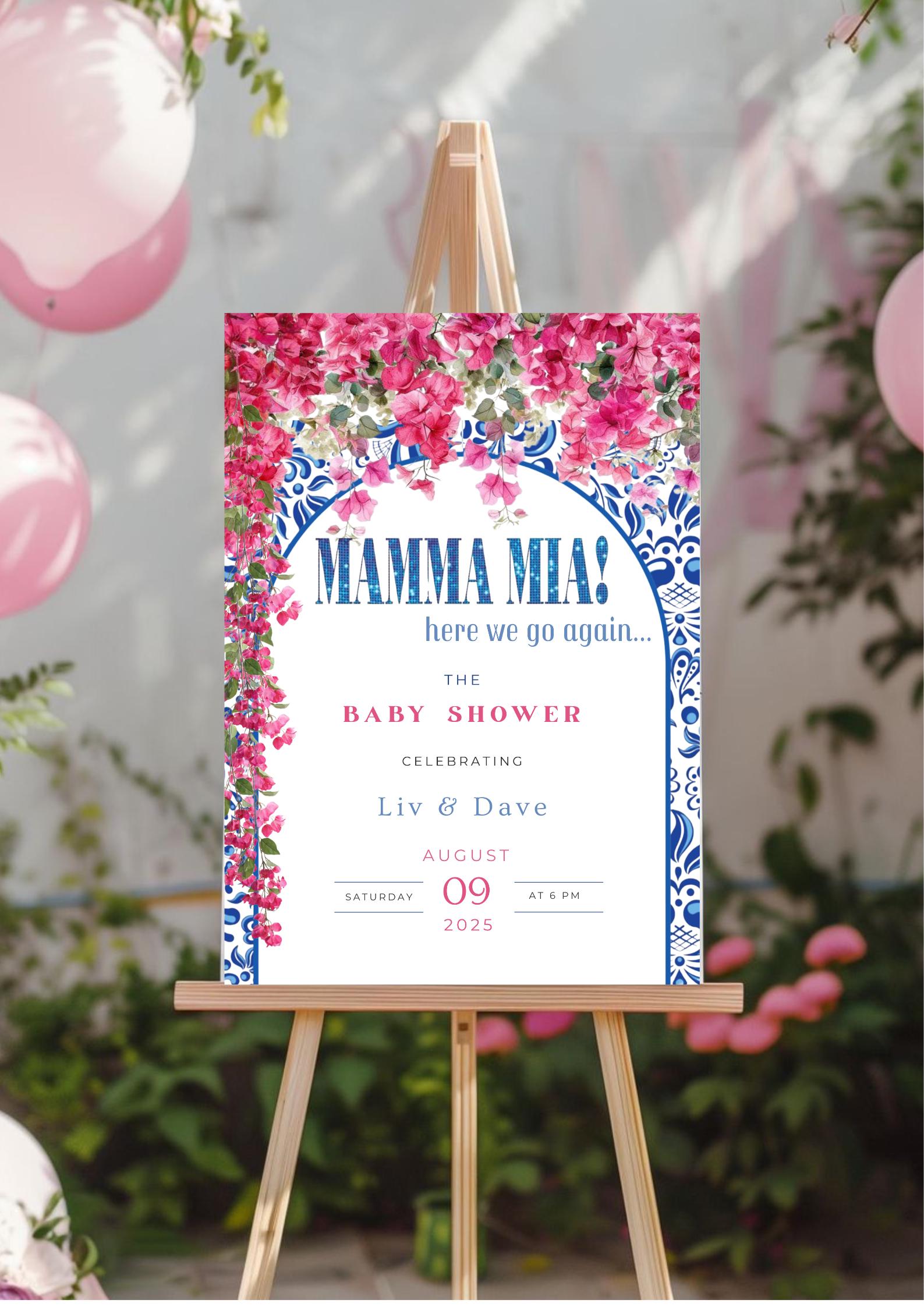 Mamma Mia - Here We Go Again! Baby Shower Entrance Poster Template