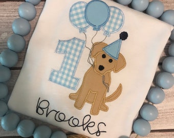 Personalized Labrador Retriever Puppy Birthday Shirt with Birth Number, Handmade Childrens Gift
