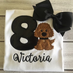 Goldendoodle Puppy Applique Birthday Shirt for Boys or Girls