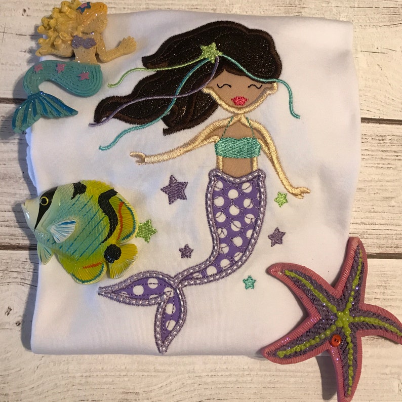 Mermaid Applique Shirt Personalized Free Etsy